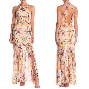 BCBGeneration Floral Halter Open Back Dress Size 8 (M)